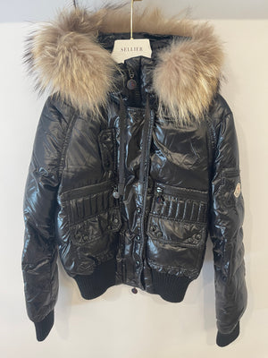 *FIRE PRICE* Moncler Black Puffer Jacket with Fur Collar Size FR 36 (UK 8) RRP £1,500