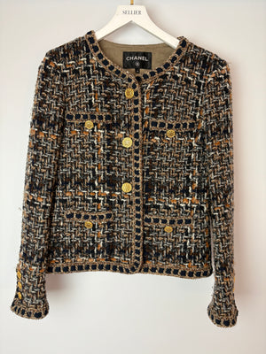 Chanel 2016 Paris - Rome Navy Tweed Jacket with Gold CC Button Detail Size FR 38 (UK 10)