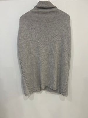 Loro Piana Grey Short-Sleeve Cashmere Turtle Neck Jumper with Front Pockets Size L (UK 12)