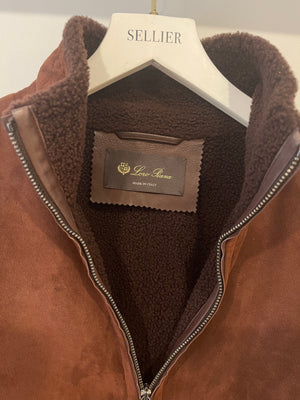 Loro Piana Chocolate Brown Shearling Jacket with Pockets Size IT 40 (UK 8)