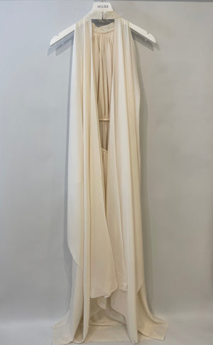 Givenchy Cream Silk Maxi Dress with Sleeve Detail Size FR 34 (UK 6)