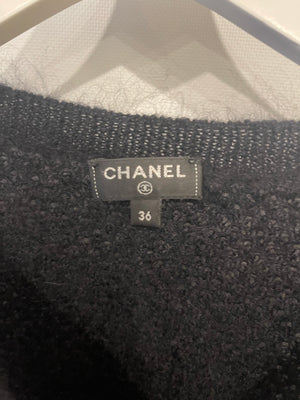 Chanel 16A Black Round Neck Jumper with Leaves Detail FR 36 (UK 8) RRP £1,600