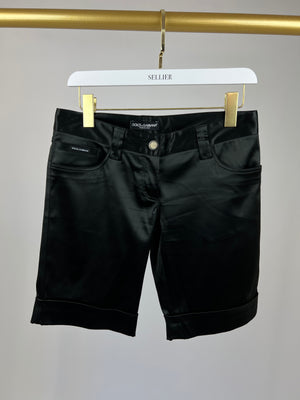 Dolce & Gabbana Black Satin Long Shorts Size IT 38 (UK 6)