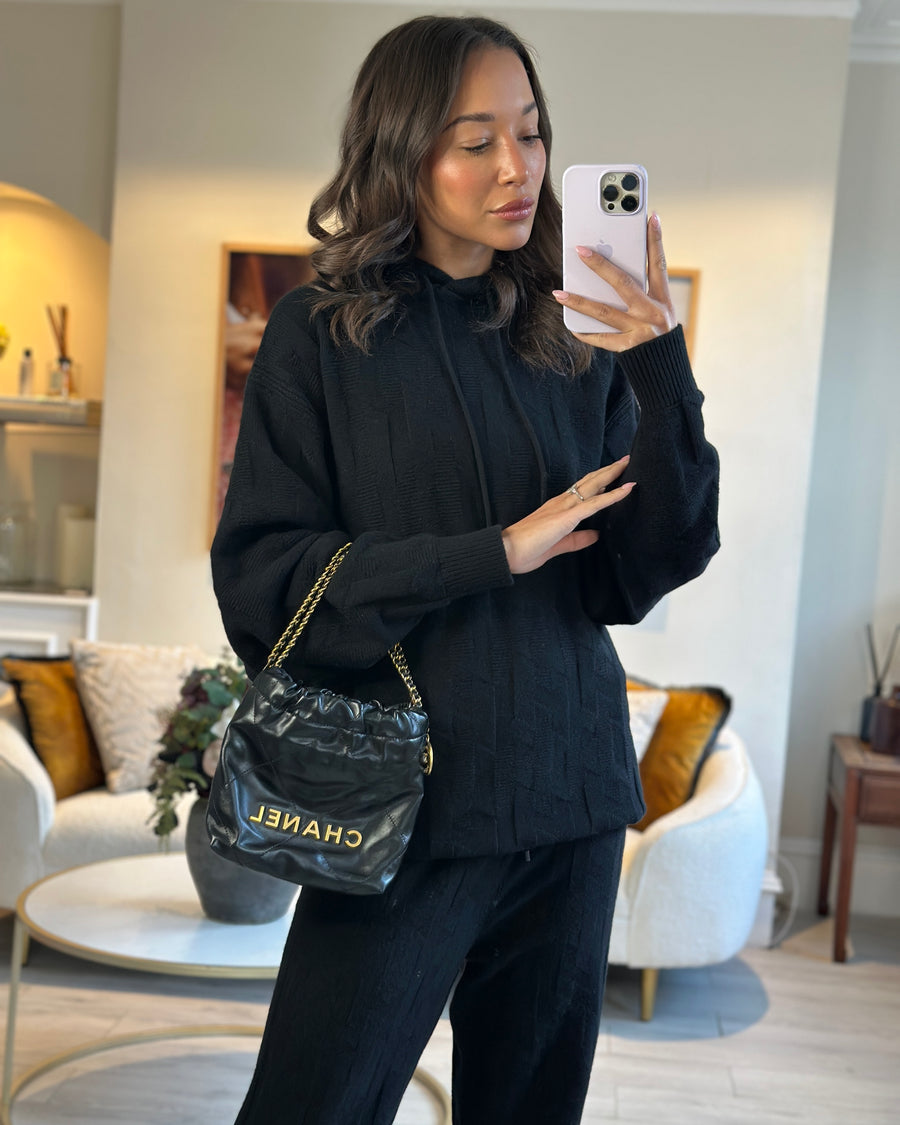 *RARE* Chanel Mini 22 Bag in Black Shiny Calfskin with Gold Hardware