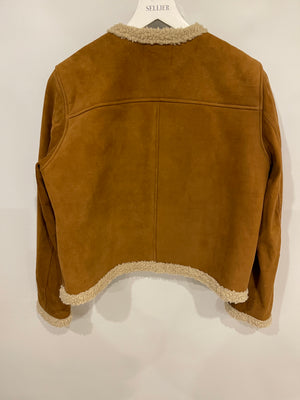 Rosaé Brown Suede Jacket Coat with Shearling Detail Size FR 36 (UK 8) RRP £450