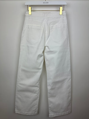 Loro Piana White Denim Wide Leg Trousers Size IT 38 (UK 6)