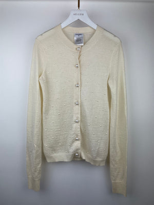 *FIRE PRICE* Chanel Cream Pearl Mohair Cardigan Size 38 (UK 10)