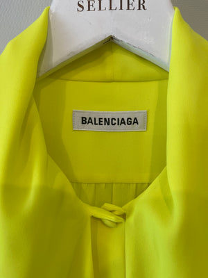 Balenciaga Neon Yellow Short-Sleeve Shirt with Bow Detail Size FR 38 (UK 10)