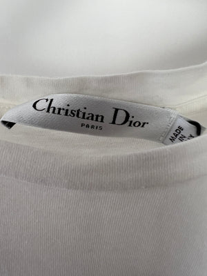 Christian Dior White Logo Print Short Sleeve T-Shirt Size S (UK 8)