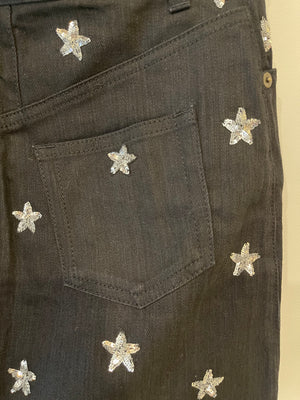 Saint Laurent Black Denim Skirt with Sequin Star Details Size 26 (UK 8)