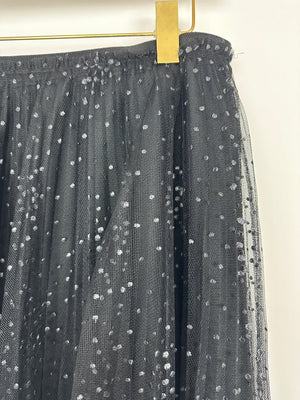 Red Valentino Black Polka Dot Tulle Maxi Skirt IT 44 (UK 12)