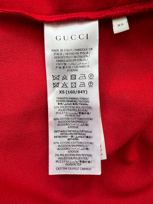 Gucci Red & Navy Blue Tracksuit with Side Stripe Trim and Cherry Embroidered Logo Detail Size XS (UK 6)