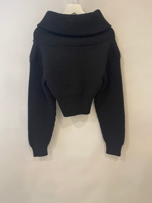 Jacquemus Black Cable Knit High Neck Zip Jumper with Vest Detail FR 34 (UK 6) RRP £650