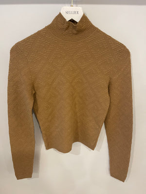 Fendi Camel FF Monogram Turtle Neck Sweater Size IT 40 (UK 8)