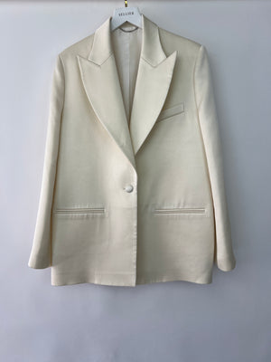 Magda Butrym Silk Ivory Suit Jacket and Toruser Set Size FR 36 (UK 8)