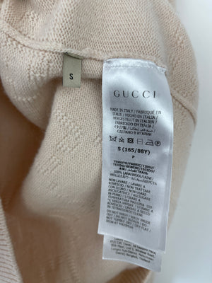 Gucci Beige GG Logo Round Neck Long Sleeve Jumper Size IT 40 (UK 8)