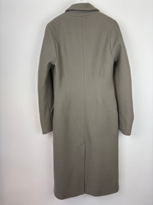 Nanushka Sage Green Long Wool Coat with 3 Pocket Detail Size S (UK 8)