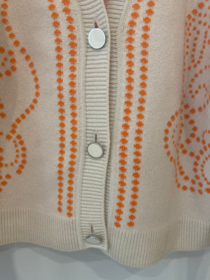 Hermès Cream and Orange Cashmere Brides de Gala Cardigan Size FR 38 (UK 10) RRP £2,450