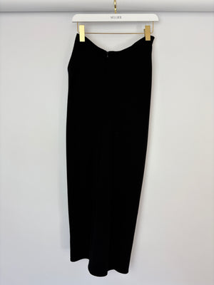 Magda Butrym Black Midi Pencil Skirt With Detachable Rose Corsage Detail Size FR 36 (UK 8)