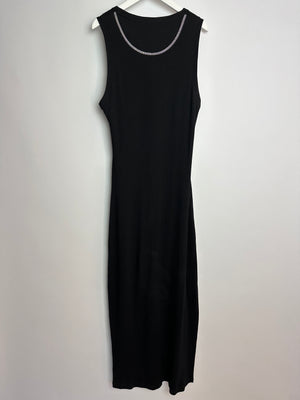 Loewe Black Cotton Sleeveless Maxi Dress With Anagram Logo Embroidery Size XL (UK 14)