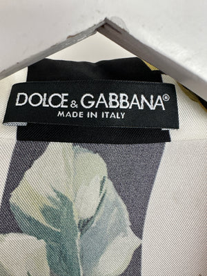 Dolce & Gabbana Black, White & Pink Rose Printed Blouse Size IT 42 (UK 10)