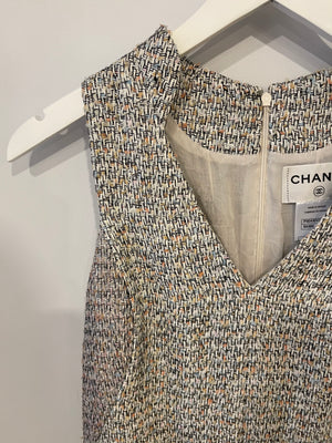 Chanel Multicolour Tweed Sleeveless Mini Dress with CC Logo Detail Size FR 40 (UK 12)