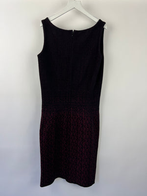 Prada Black and Burgundy Sleeveless Midi Dress Size IT 44 (UK 12)