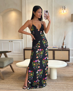 Borgo De Noir Black Floral Maxi Dress Size UK 6