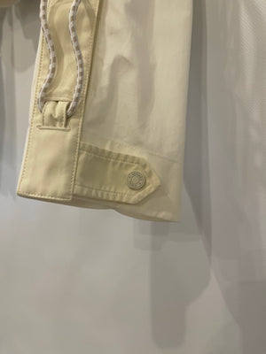 Hermès White and Ivory Cropped Oversize Jacket with String and Pocket Detail Size FR 38 (UK 10)