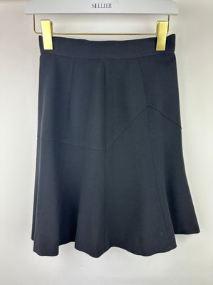 Chanel Black Vintage A-Line Mini Skirt With Zig-Zag Stitch Detail Size FR 36 (UK 8)