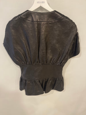 *HOT* Chanel 19C Black La Pausa Waisted Leather Shirt with Silver Button Details Size FR 34 (UK 6) RRP £5,250