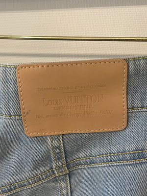 Louis Vuitton Blue Light Wash Skinny Jeans with Abstract Pocket Pattern Detail Size FR 36 (UK 8)