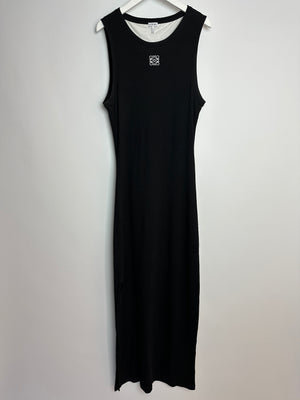 Loewe Black Cotton Sleeveless Maxi Dress With Anagram Logo Embroidery Size XL (UK 14)