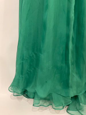 Alexander Mcqueen Green Silk Bandeau Pleated Maxi Dress Size IT 42 (UK 10)