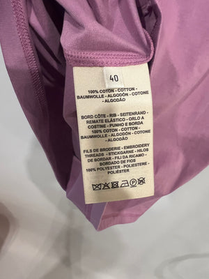 Hermès Lilac Cotton T-Shirt with Embroidered Pocket Detail Size FR 40 (UK 12)