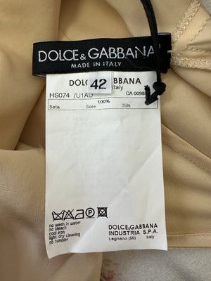 Dolce & Gabbana Sleeveless Silk Dress with Floral Print and Lace Insert Details Size IT 42 (UK 10)