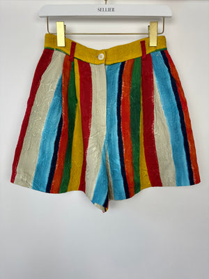 Dolce & Gabbana Multi-Colour Striped Jacquard High-Waist Shorts Size IT 38 (UK 6)