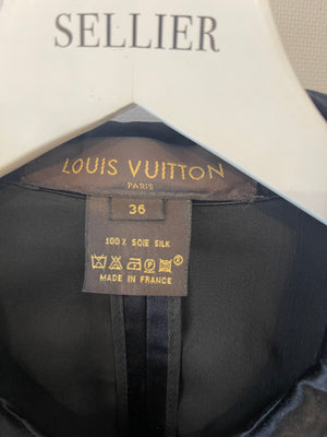 Louis Vuitton Black Silk Short-Sleeve Mini Dress with Belt and Zip Details Size FR 36 (UK 8)