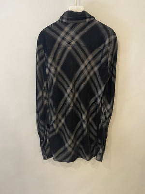 Burberry Black and White Checked Velvet Shirt IT 40 (UK 8)