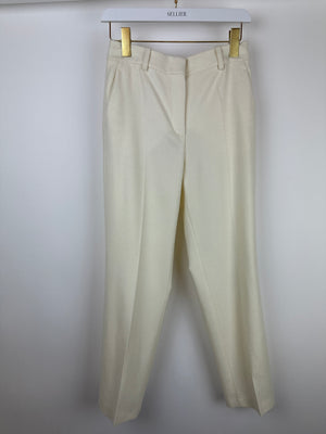 Loro Piana Cream Cashmere Straight Leg Tailored Trousers Size IT 38 (UK 6)