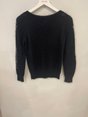 Chanel 16A Black Round Neck Jumper with Leaves Detail FR 36 (UK 8) RRP £1,600