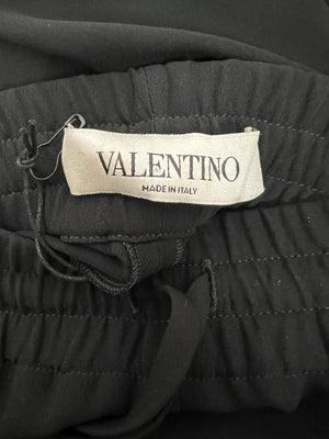 Valentino Black Silk Two-Piece Set with White Trim Detail Size S (UK 8)