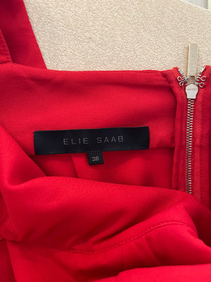 Elie Saab Red Sleeveless Jumpsuit with Back Cape Detail FR 38 (UK 10)