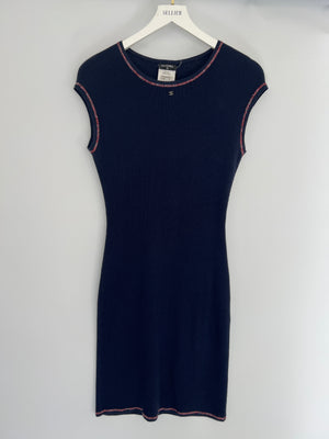 Chanel Blue Knitted Sleeveless Midi Dress Size FR 34 (UK 6)