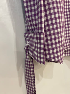 Prada Purple and White Vichy Printed Shirt with Tie Details Size IT 40 (UK 8)