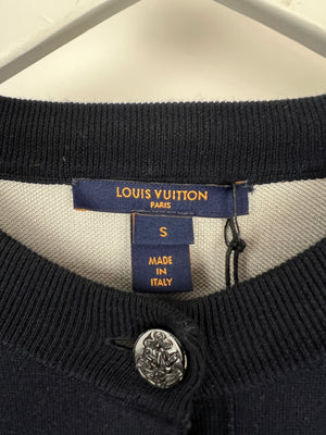 Louis Vuitton Navy, White Monogram Flower Marinière Cardigan Size S (UK 8) RRP £1,680