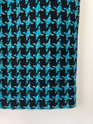 Chanel 07/A Turquoise Houndstooth Pencil Skirt Size FR 36 (UK 8)