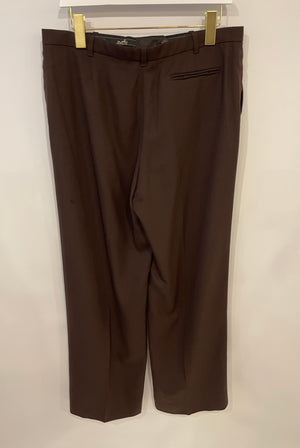 Hermès Brown Straight Cashmere Trousers Size FR 44 (UK 16)