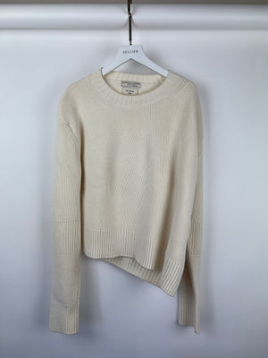 Bottega Veneta Cream Pre Spring 2020 Knit Long Sleeve Jumper with Open Back and Side Detail IT 40 (UK 8)