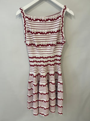 Alaia Red and White Abstract Striped Sleeveless Mini Dress Size FR 40 (UK 12)